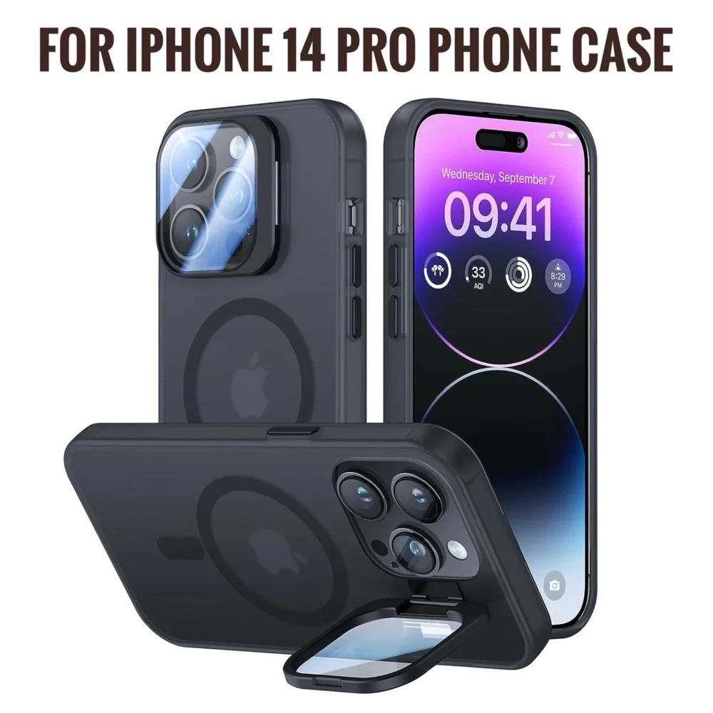 For iPhone 14 pro phone case with camera stand
